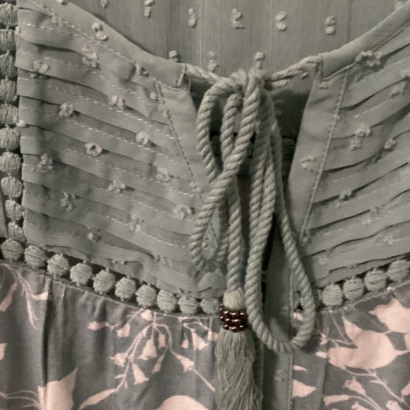 Turquoise flutter sleeve tassel knit too, XS NWT - Picture 9 of 13